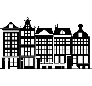 Houses along canal window decal - TenStickers