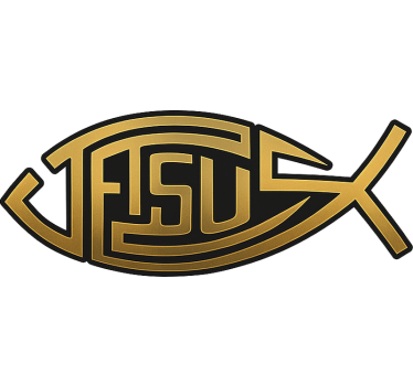 Compact Jesus fish car sticker - TenStickers