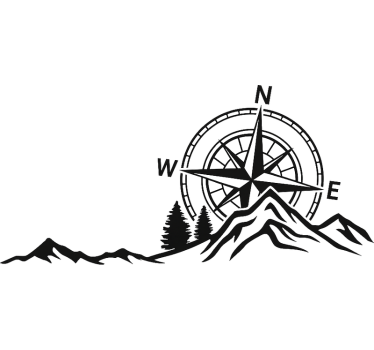 Compass and mountains truck decal - TenStickers