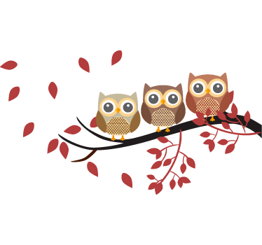 Three cute owls bird sticker - TenStickers