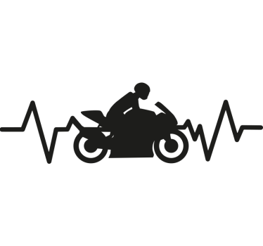 Motorcycle heart beat design motorbike sticker - TenStickers