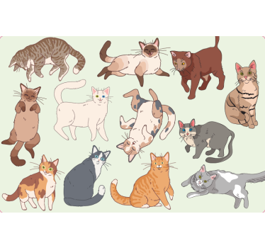 Various animated cats laptop skin - TenStickers