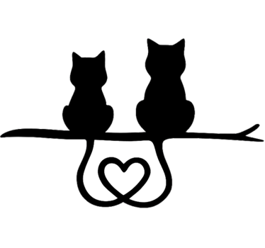 Car sticker cats tail heart - TenStickers