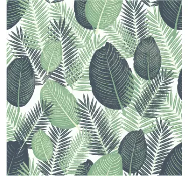 Green exotic leaves glass door sticker - TenStickers