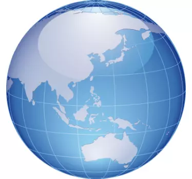 World Map Asia & Oceania Sticker - TenStickers