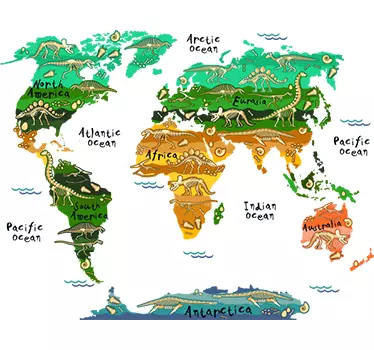 Dinosaur map wall decal - TenStickers