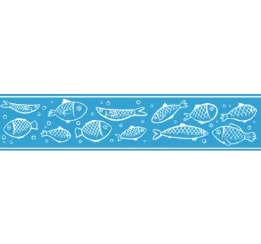 Fish swimming border sticker - TenStickers