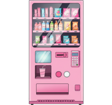 Fridge sticker pink vending machine - TenStickers