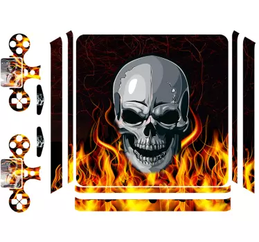 Skull on fire flames ps4 skin - TenStickers