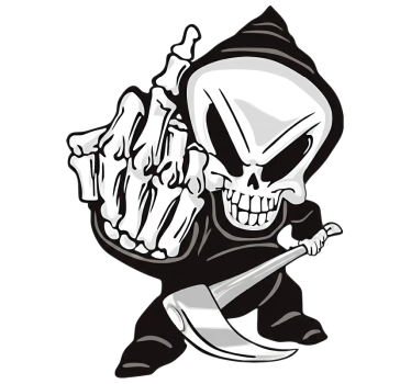 Car sticker skeleton giving the middle finger - TenStickers