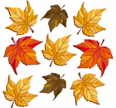 Pack of 9 Autumn Leaves Wall Decal - TenStickers