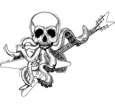 Guitar Octopus Rock and Roll Wall Sticker - TenStickers