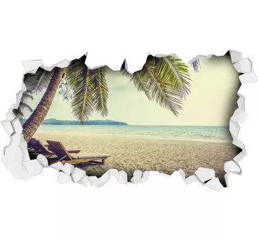 3D Beach View Wall Sticker - TenStickers