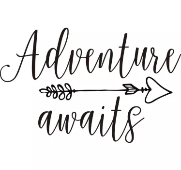 Adventure awaits caravan text sticker - TenStickers
