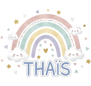 Illustration wall sticker paste rainbow with name - TenStickers