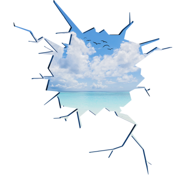 Sea and Beach Trompe L´Oeil Sticker - TenStickers