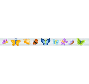Multicolored cute border  design of butterfly wall sticker - TenStickers