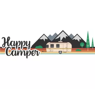 Happy Camper caravan decal - TenStickers