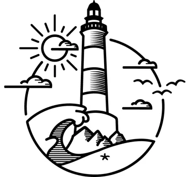Lighthouse illustration caravan decal - TenStickers