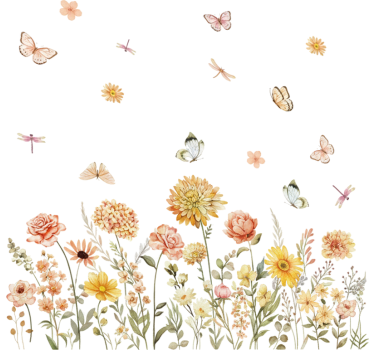 Wildflower meadow with butterflies wall decal - TenStickers