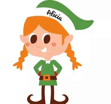 Female Elf Customisable Christmas Sticker - TenStickers