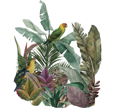 Window sticker tropical perched parrots - TenStickers