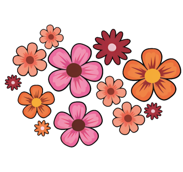 Happy colorful flowers caravan decal - TenStickers