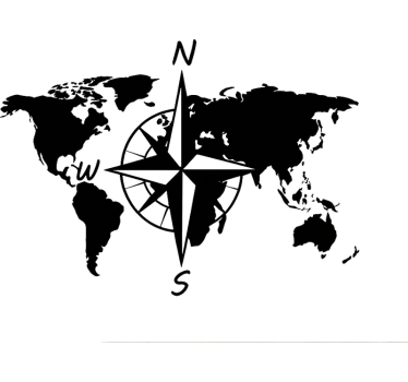 Caravan decal worldmap with compass - TenStickers
