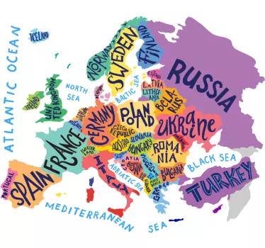 map of europe for children world map wall sticker - TenStickers