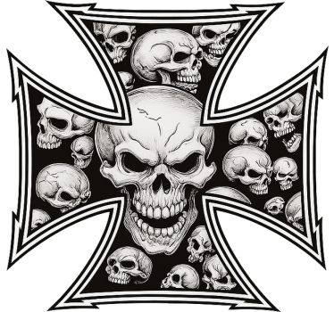 Motorbike sticker iron cross skulls design - TenStickers
