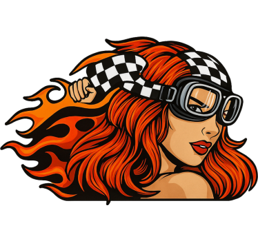 Motorbike sticker vintage goggle maiden - TenStickers