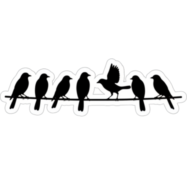 Birds on a line rack window sticker - TenStickers