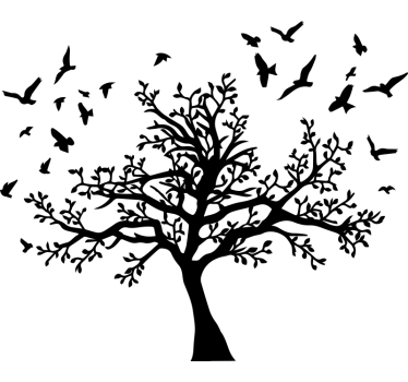 Window sticker big tree with birds - TenStickers