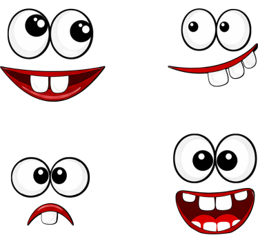 Wheelie bin stickers with funny cartoon faces goofy faces - TenStickers