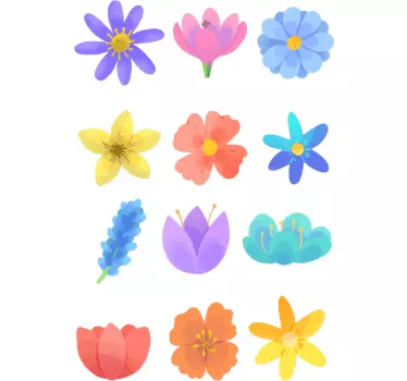 spring flower set flower wall decal - TenStickers