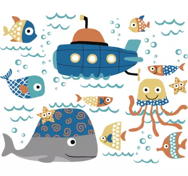 Marine motifs fish wall decal - TenStickers