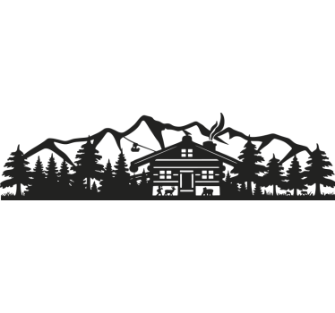 Car sticker mountain cabin silhouette - TenStickers