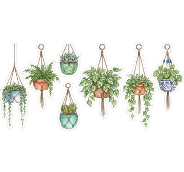 Laptop sticker botanical hanging baskets - TenStickers