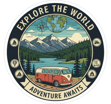 Car sticker with travel-themed window designs - TenStickers