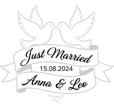 Car sticker just married love doves design - TenStickers