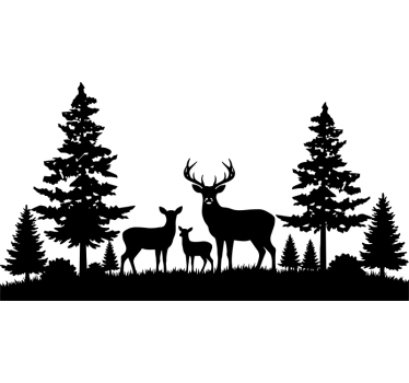 Caravan decal forest deer family - TenStickers