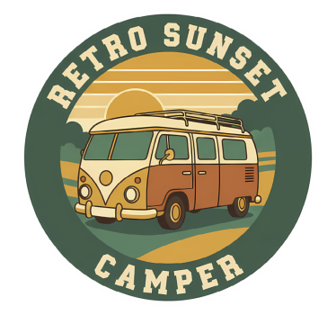 Caravan decal retro sunset camper - TenStickers