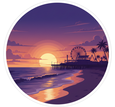 Laptop sticker coastal purple sunset scene - TenStickers
