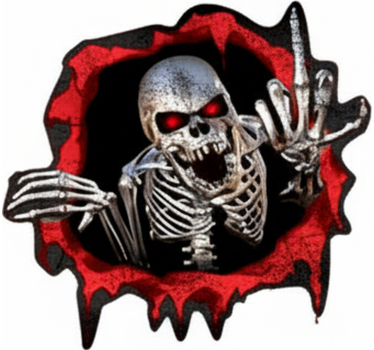 Scary skeleton breaking free car sticker - TenStickers