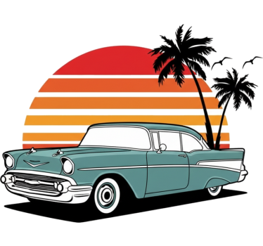 Car sticker vintage sunset palm trees - TenStickers