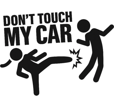 Car sticker funny karate kick warning - TenStickers