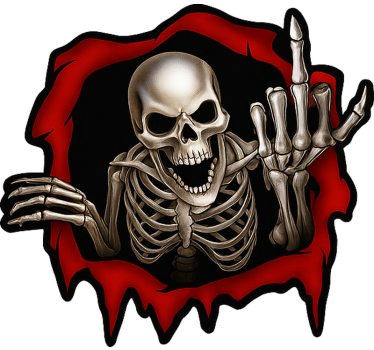 Scary skeleton breaking free car sticker - TenStickers
