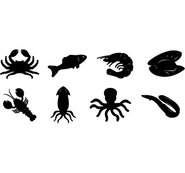 Shop window sticker seafood silhouette collection - TenStickers