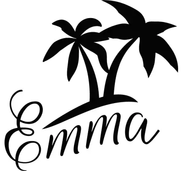 Palm tree with name tree wall decal - TenStickers