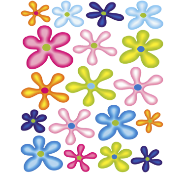 Bike sticker groovy hippie flowers design - TenStickers